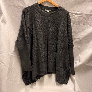 Cabi Gray Cable Knit Shawl Style Sweater XS